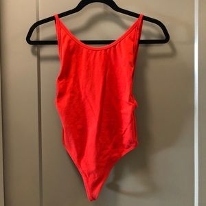 Red low side cut Bodysuit